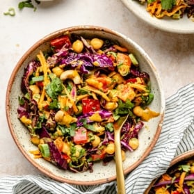 thai chickpea salad in a bowl