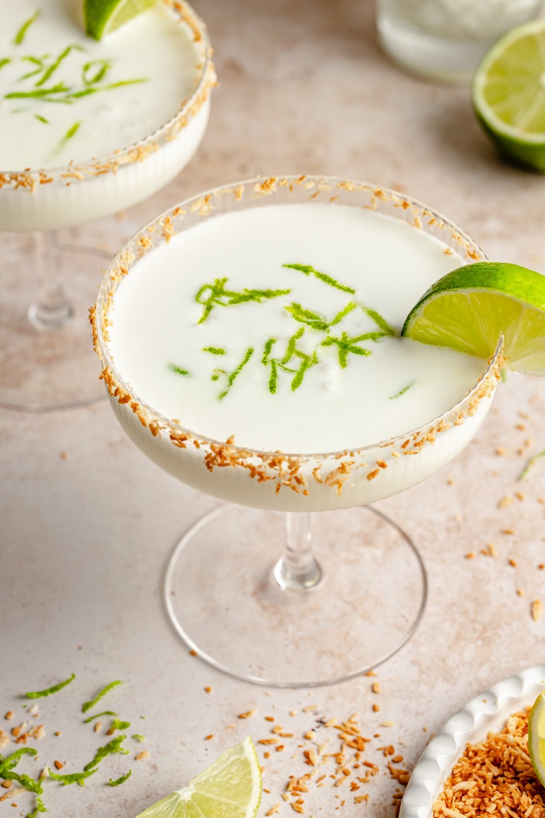 easy coconut margarita in a glass