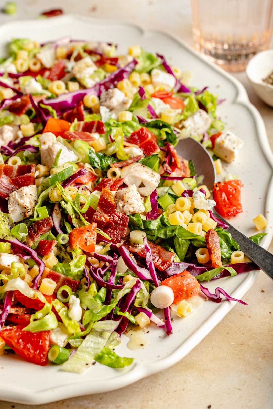 copycat portillo's chopped salad on a platter