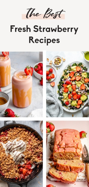 collage of healthy strawberry recipes