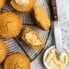 gluten free cornbread muffins on a wire rack