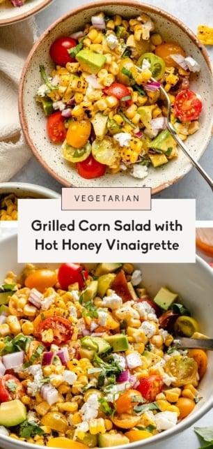 collage of grilled corn salad