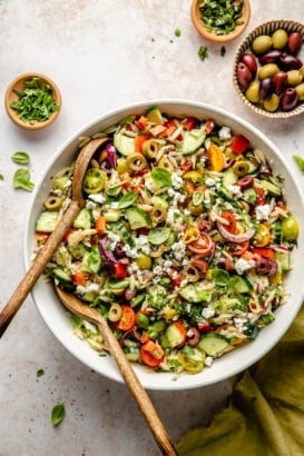 Italian orzo salad in a bowl