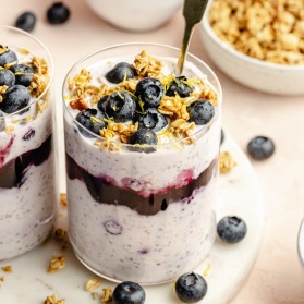 lemon blueberry overnight oats in a jar