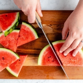 cutting a watermelon into triangles