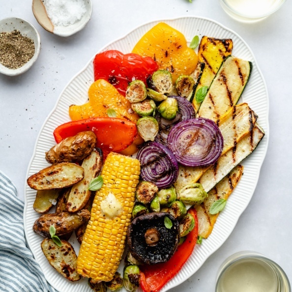 grilled vegetables on a platter