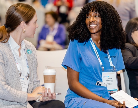 A nurse in the Exhibition Hall at HIMSS24