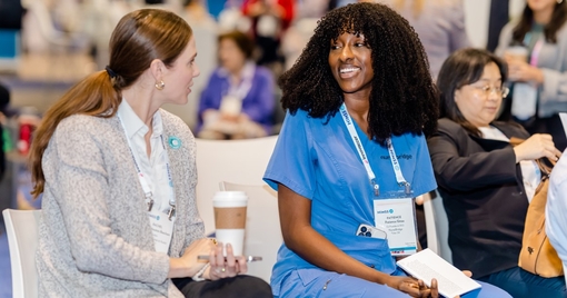 A nurse in the Exhibition Hall at HIMSS24
