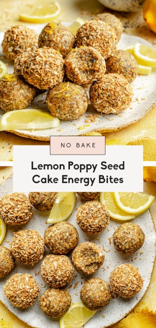 collage of lemon energy bites