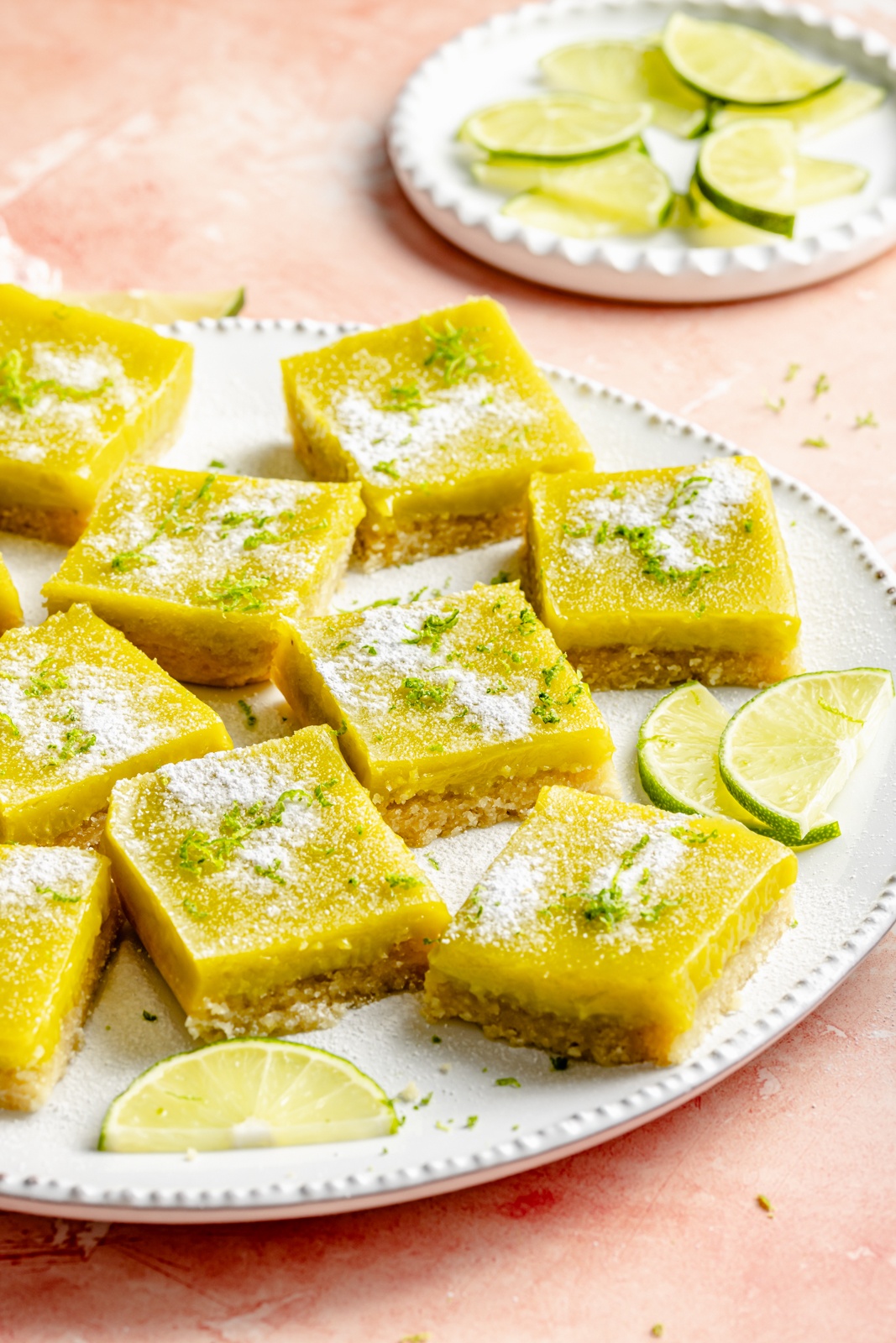 dairy-free lime bars on a plate