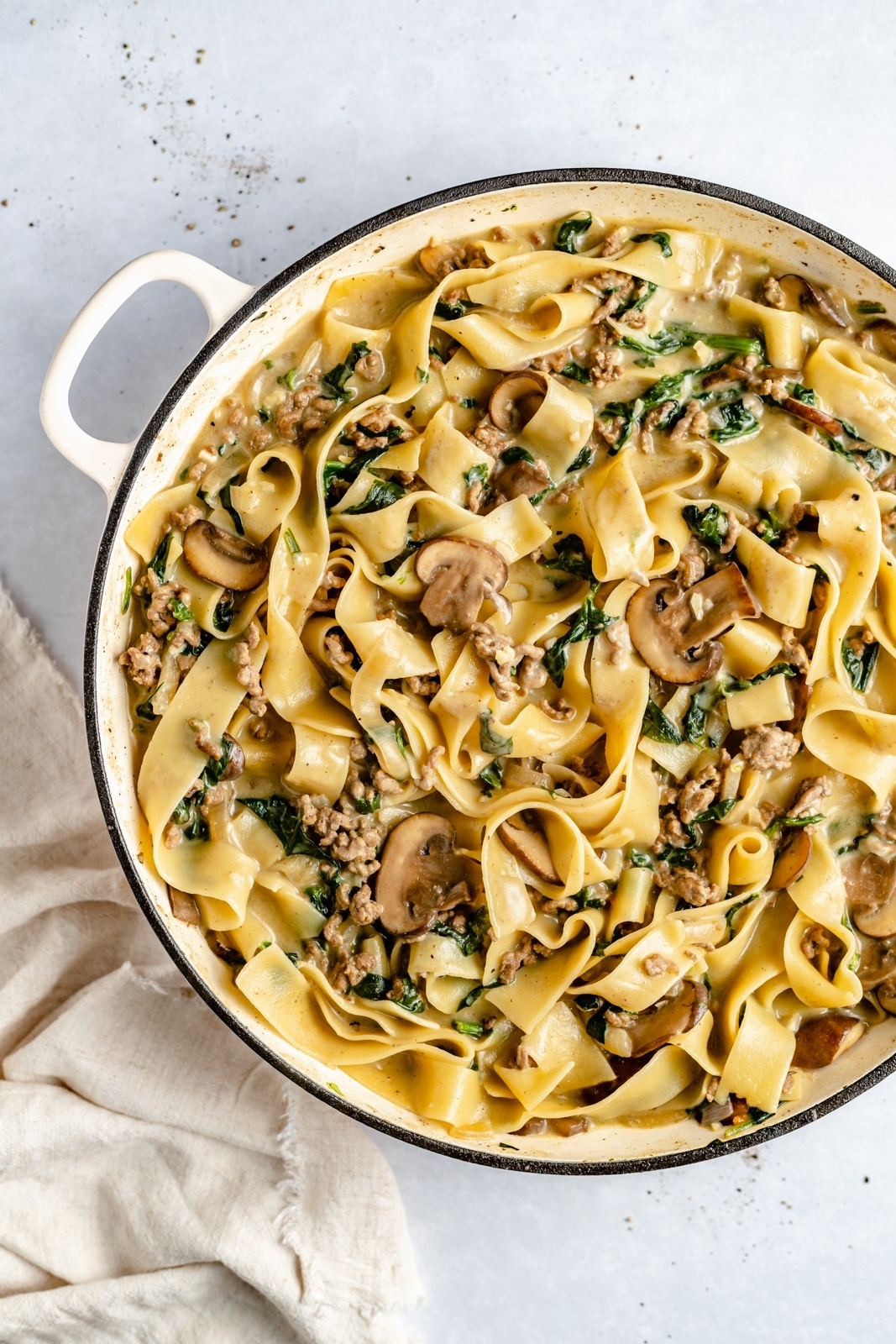 one pot beef pasta in a pot