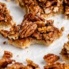 vegan pecan pie bar with a bite taken out