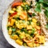 pumpkin curry with rice in a bowl