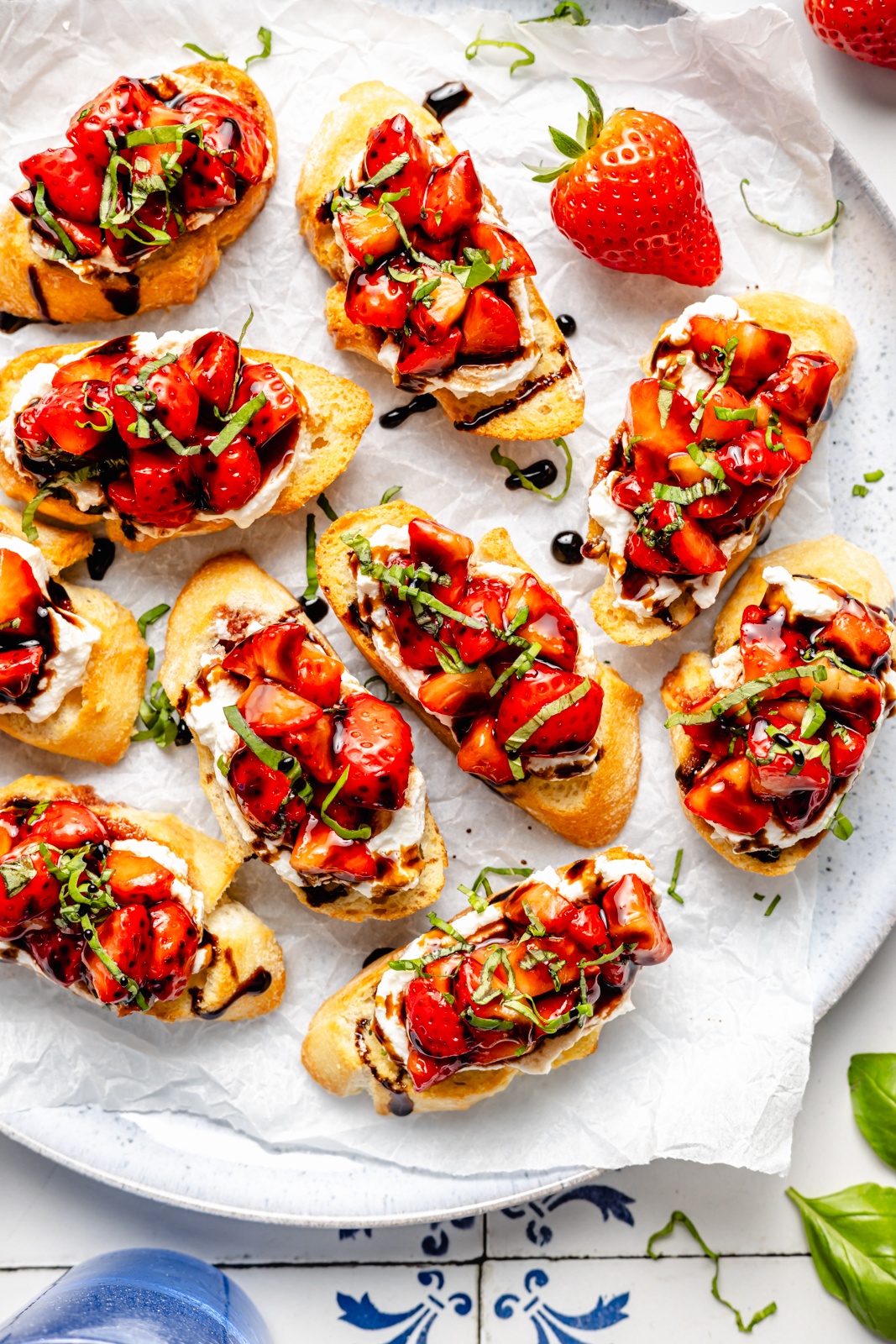 strawberry bruschetta on a plate