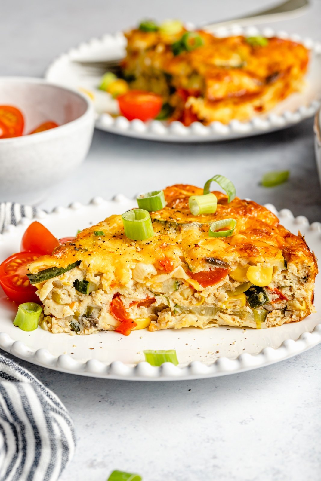 slice of zucchini pie on a plate