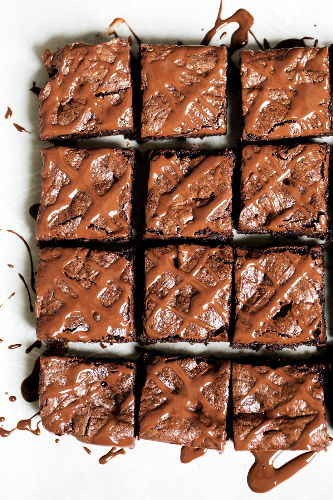 tahini brownies drizzled with chocolate