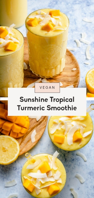 collage of a turmeric smoothie