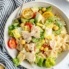 vegan caesar pasta salad in a bowl