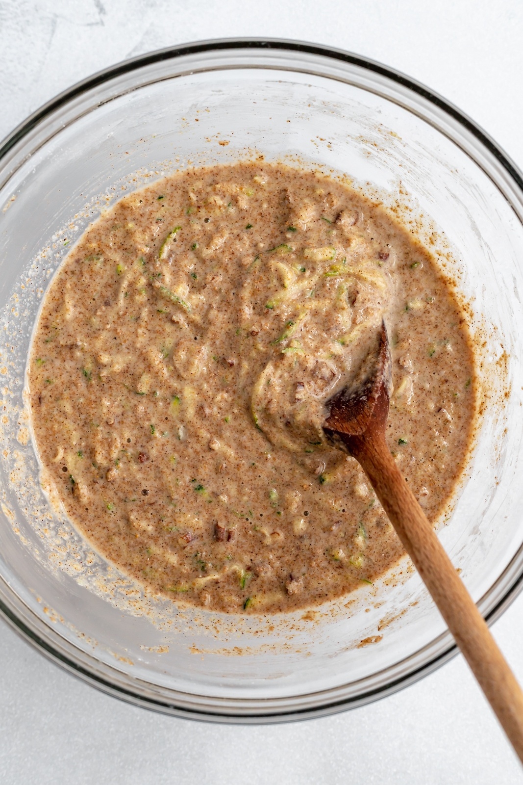 healthy zucchini pancake batter in a bowl