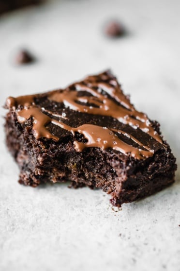 zucchini brownie with a bite taken out