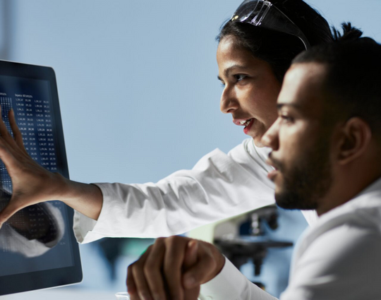 Scientists Working on Computer In Modern Laboratory