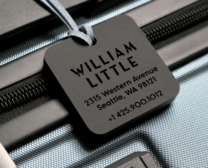 black personalized luggage tag