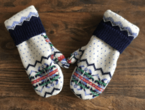 pair of printed wool mittens