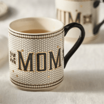 black and white tile mom mug